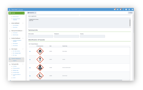 Screenshot NEW QHSE Hazardous Substances